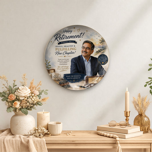 Personalized Retirement Photo Ceramic Plate Gift