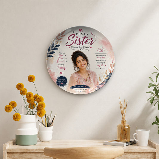Personalized Sister Photo Ceramic Plate Gift