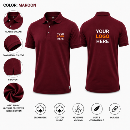 Customized Polo T-Shirt With Your Logo | Premium Corporate & Team Wear