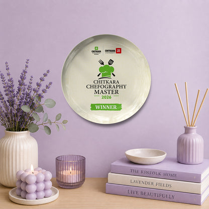 Custom ceramic wall plate for competition and event awards featuring personalized printing, premium ceramic plate printing, decorative custom wall plate styling, winner souvenir gift, achievement memento keepsake, and elegant ceramic wall decor display