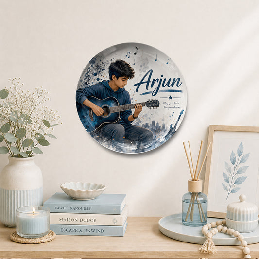 Personalized Music Theme Ceramic Plate | Custom Photo Keepsake
