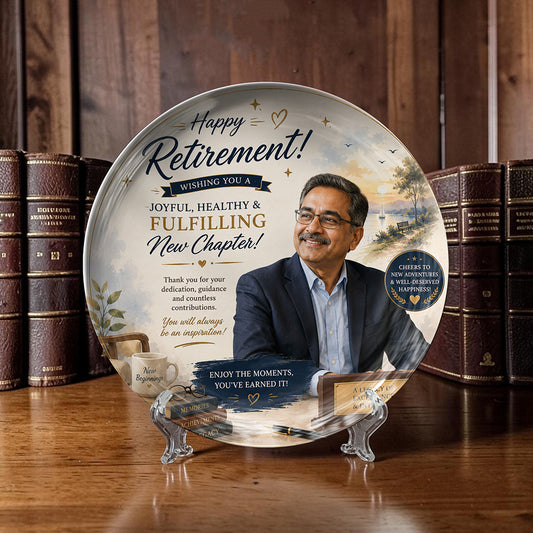 Personalized Retirement Photo Ceramic Plate Gift