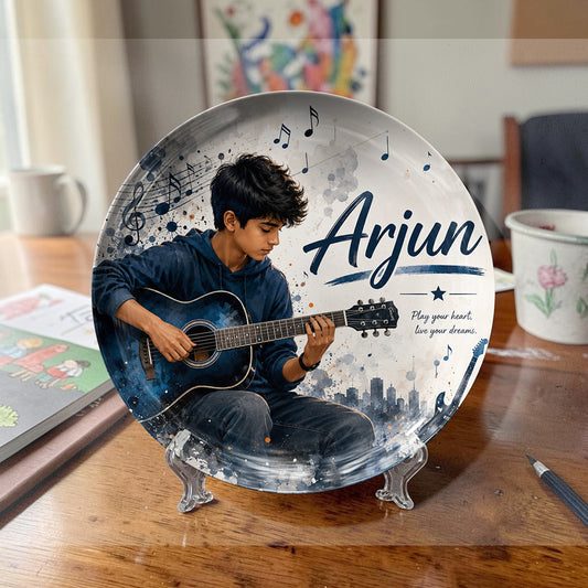 Personalized Music Theme Ceramic Plate | Custom Photo Keepsake