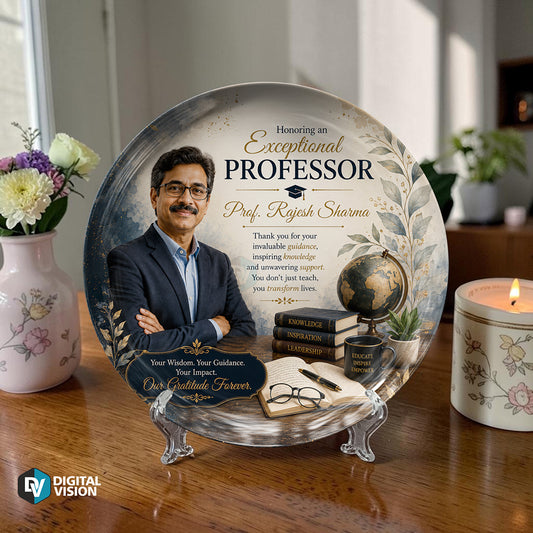 Personalized Professor Appreciation Display Plate with Stand | Custom Name Gift for Professors