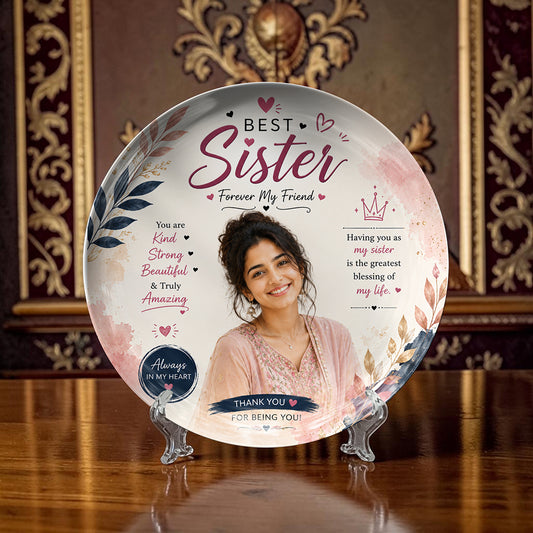 Personalized Sister Photo Ceramic Plate Gift