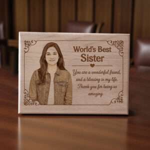Personalized Wooden Photo Plaque for Sister