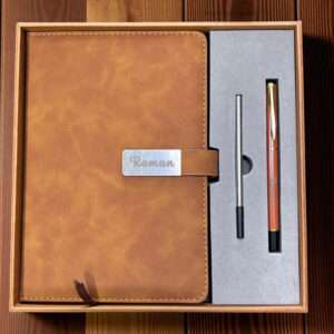 Personalized Leather Diary & Pen Gift Set